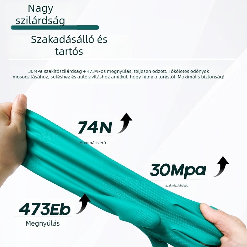 Blue Guard nitril flockos kesztyűk, egyszer használatos, háztartási mosogatáshoz, hosszúak és vastagítottak, csúszásmentesek, sav- és lúgállóak, élelmiszer-minőségű