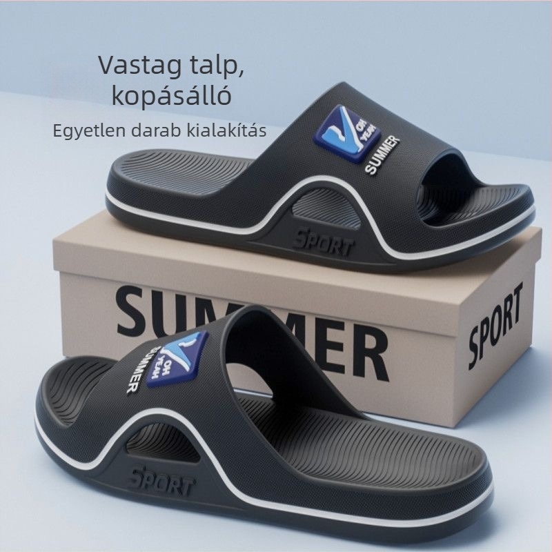 Férfi nyári vastag talpú slides papucs otthoni és kültéri használatra