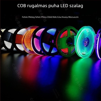 COB LED szalag, 320 LED, 5V alacsony feszültség, profil csatornás 5mm/8mm, vágásra alkalmas DIY világítás, fényerő szabályozható