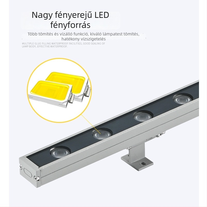 RGBW LED falmosó lámpa külső falakhoz, 18 LED, 24V, IP65