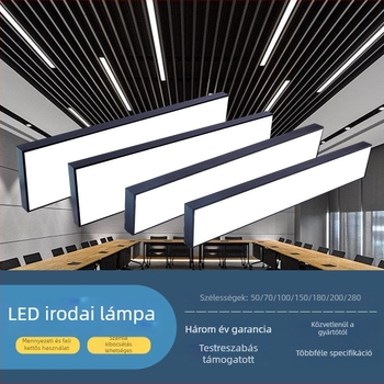 LED hosszú csíklámpa négyszögprofilú, varrat nélküli csatlakozás, függő lineáris világítás iroda, osztályterem, edzőterem, bevásárlóközpont
