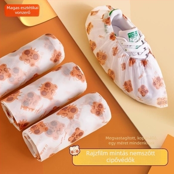Egyszer használatos cipővédők, kartunnyomással, nem szőtt anyagból, megerősített, beltéri használatra, csúszásmentes, kopásálló gyermekeknek