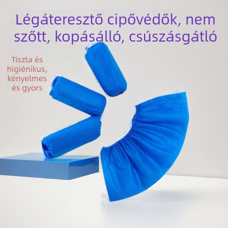 Eldobható cipővédő, nem szőtt anyagból, vastított kivitel, otthoni használatra, diákok és felnőttek számára, kopásálló, légáteresztő, porvédő.