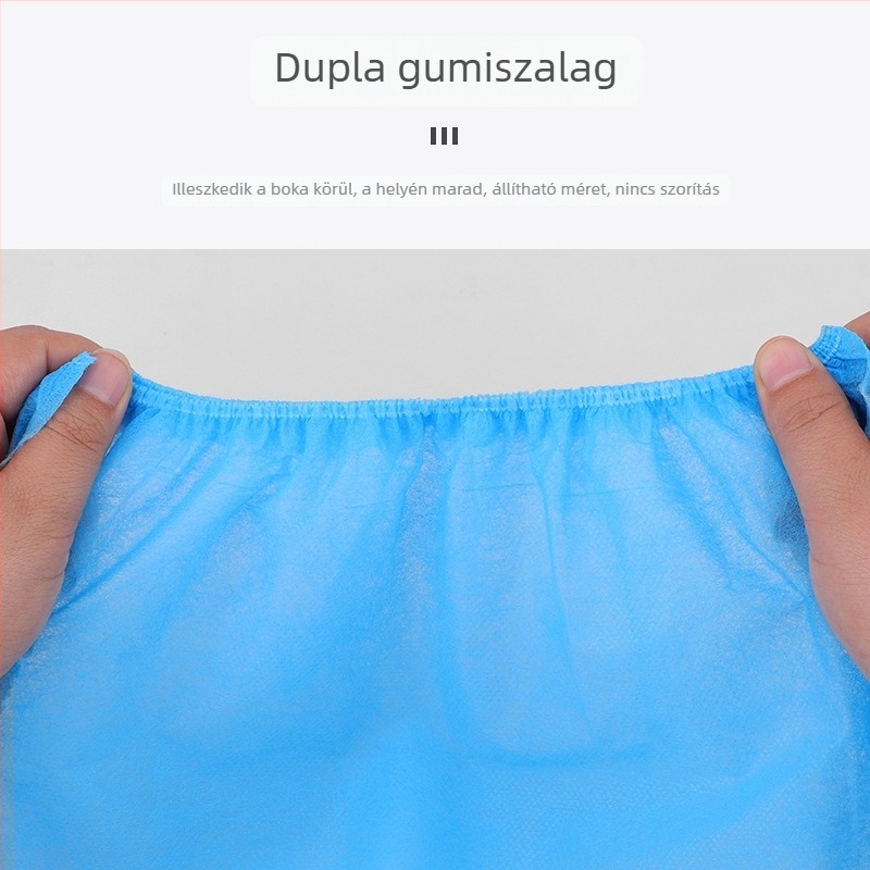 Egyszer használatos lábbelivédők háztartási használatra, vastagabb légáteresztő nemszőtt anyagból, kopásálló és csúszásmentes