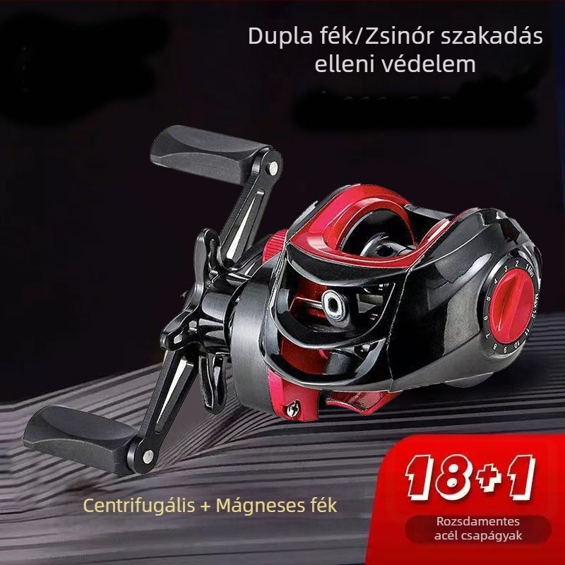 Csali horgászbot baitcasting orsóval és fémből készült dobbal, balkezes vagy jobbkezes