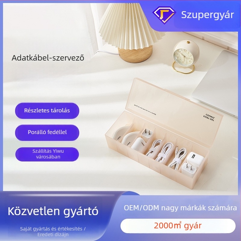 Fedeles kábel tároló doboz, nagy kapacitású asztali rendező a tápegység és telefon töltőkábelekhez