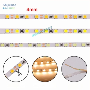 12V-os LED-szalag, monokróm, 2835 LED-chipek, 120 LED, öntapadós, keskeny változat, 4 mm széles, lineáris rugalmas fénycsík