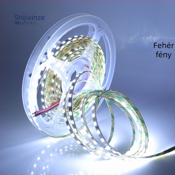 12V-os LED-szalag, monokróm, 2835 LED-chipek, 120 LED, öntapadós, keskeny változat, 4 mm széles, lineáris rugalmas fénycsík