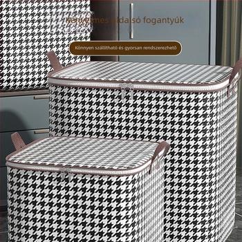 Összecsukható tároló doboz houndstooth minta, nedvességálló, nagy kapacitású, 110 L, ruhákhoz és ágyneműhöz.