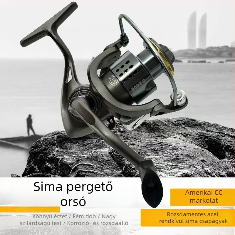 Kompakt pergető orsó hosszú dobásokhoz, teljesen fémből készült damil-orsó, tengeri horgászathoz