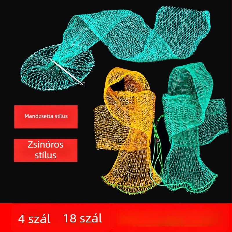 18-szálas sík aljú halvédő háló, széles, összecsukható