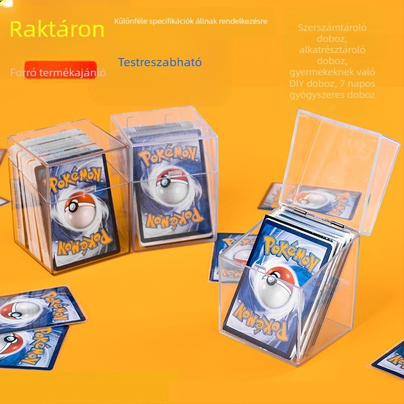 Automatikus, átlátszó kártyatartó doboz hajtós fedéllel, vízálló, vastagított kivitel, tartós, modern megjelenés, nagy kapacitás