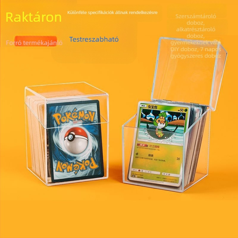 Automatikus, átlátszó kártyatartó doboz hajtós fedéllel, vízálló, vastagított kivitel, tartós, modern megjelenés, nagy kapacitás