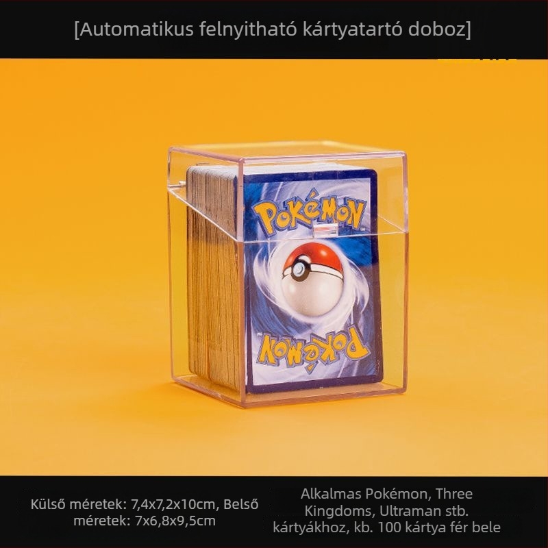 Automatikus, átlátszó kártyatartó doboz hajtós fedéllel, vízálló, vastagított kivitel, tartós, modern megjelenés, nagy kapacitás