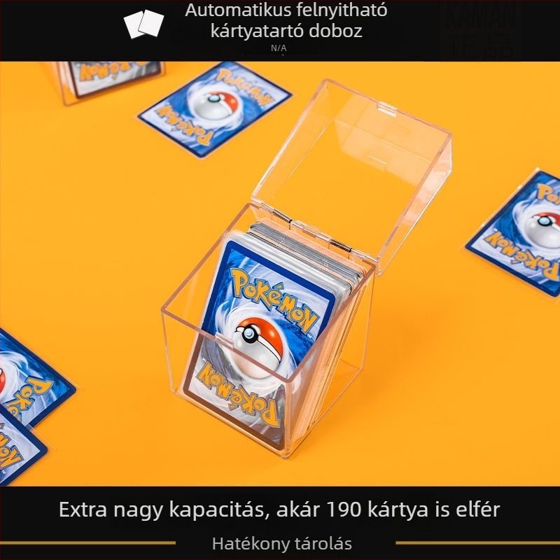 Automatikus, átlátszó kártyatartó doboz hajtós fedéllel, vízálló, vastagított kivitel, tartós, modern megjelenés, nagy kapacitás