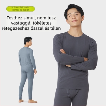 Férfi termálruha szett, könnyű pamut-modál anyagból, felső hosszú ujjú és nadrág, őszi-téli meleg
