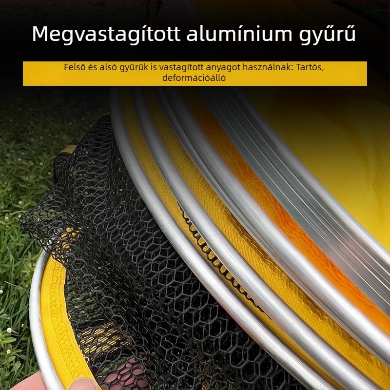 Horgászati védekező háló megerősített szélekkel, fekete hálózseb, gyorsan száradó háló