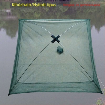 Nylon garnéla háló nyitott típusú emelőhálóval, összecsukható homárkosár