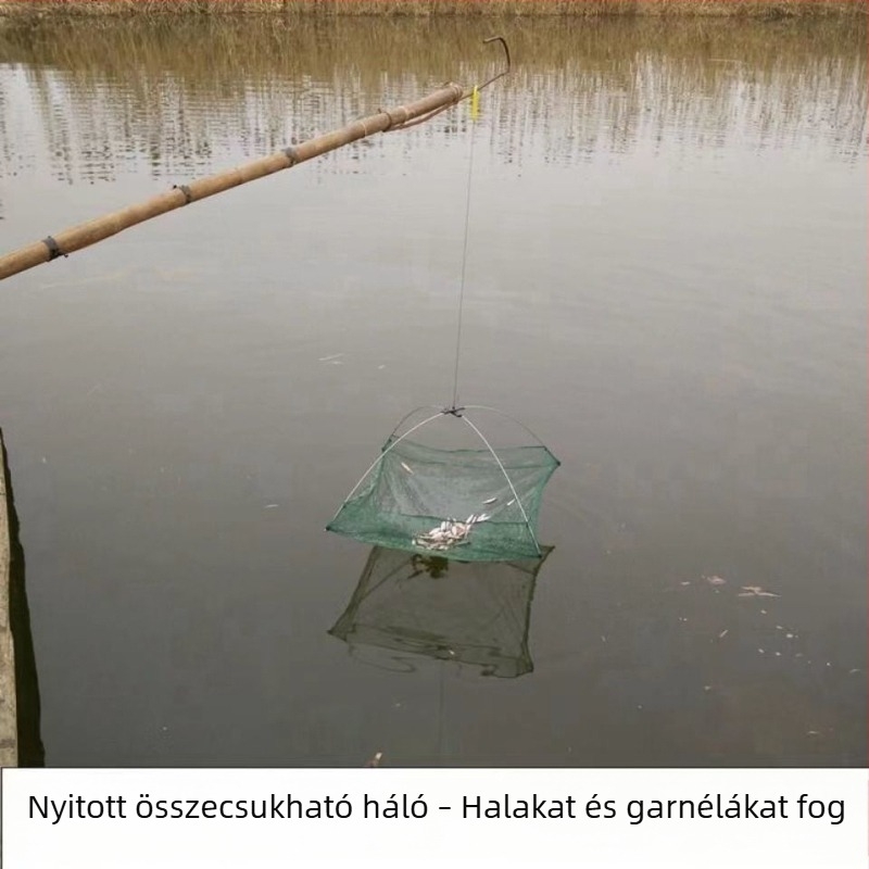 Nylon garnéla háló nyitott típusú emelőhálóval, összecsukható homárkosár