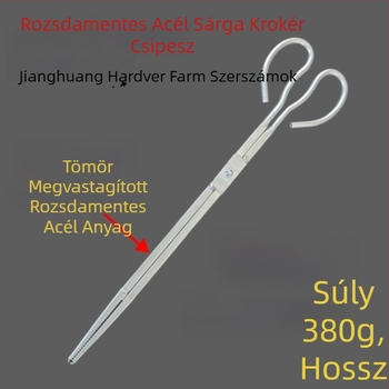 Rozsdamentes acél hosszú nyelű rák- és homárfogó csipesz, csúszásmentes markolattal