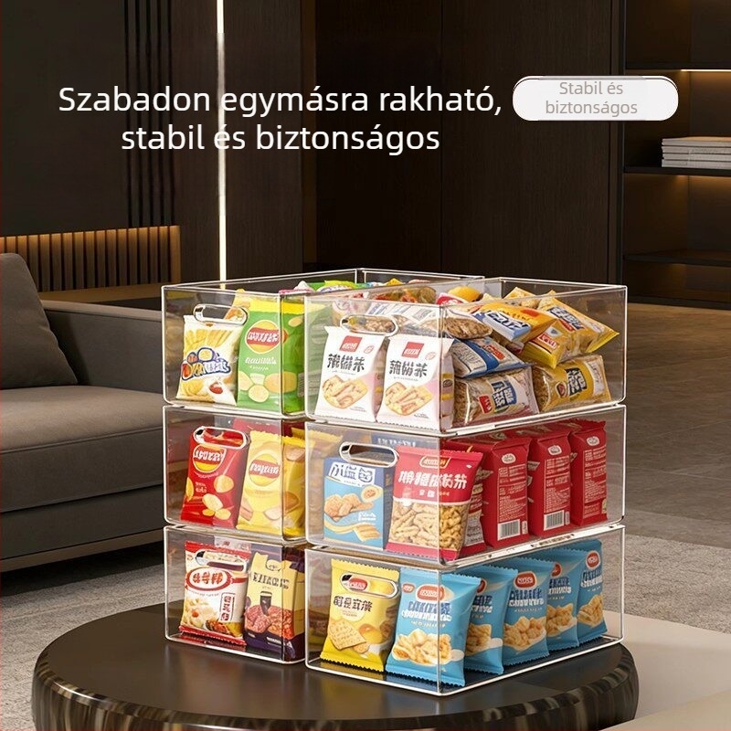 Átlátszó akril téglalap alakú asztali tárolóedény, rendező