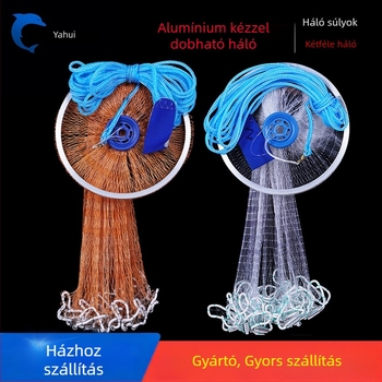 Nylon kézzel hajított halászháló alumínium koronggal és monofilamentum forgó elemmel