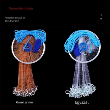 Nylon kézzel hajított halászháló alumínium koronggal és monofilamentum forgó elemmel