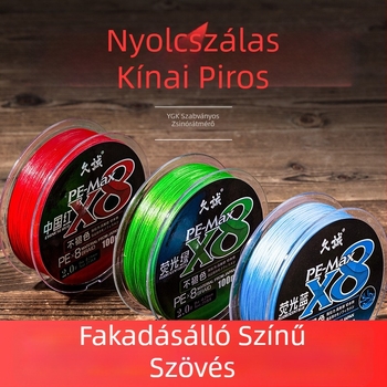 Kucheng 8-szálas fonott PE horgász zsinór, fő zsinór, 13 kg, piros szín, tengeri horgászat