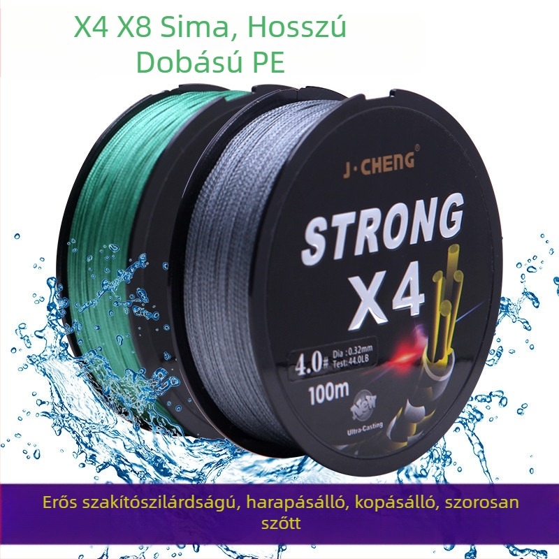 Kucheng PE horgász zsinór, 100 m, 4- és 8-szálas