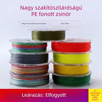 Ultra-nagy szakítószilárdságú PE főzsinór, 100 m vagy 50 m orsó, 4-, 8-, 9-, 12- és 13 szálas kivitel