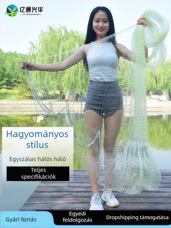 Hagyományos hajított halászháló ólom súlyokkal és lánccal