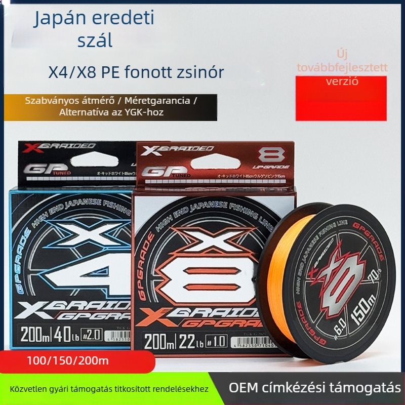 8-szálas PE damil, ultra-sima főzsinór tengeri horgászathoz