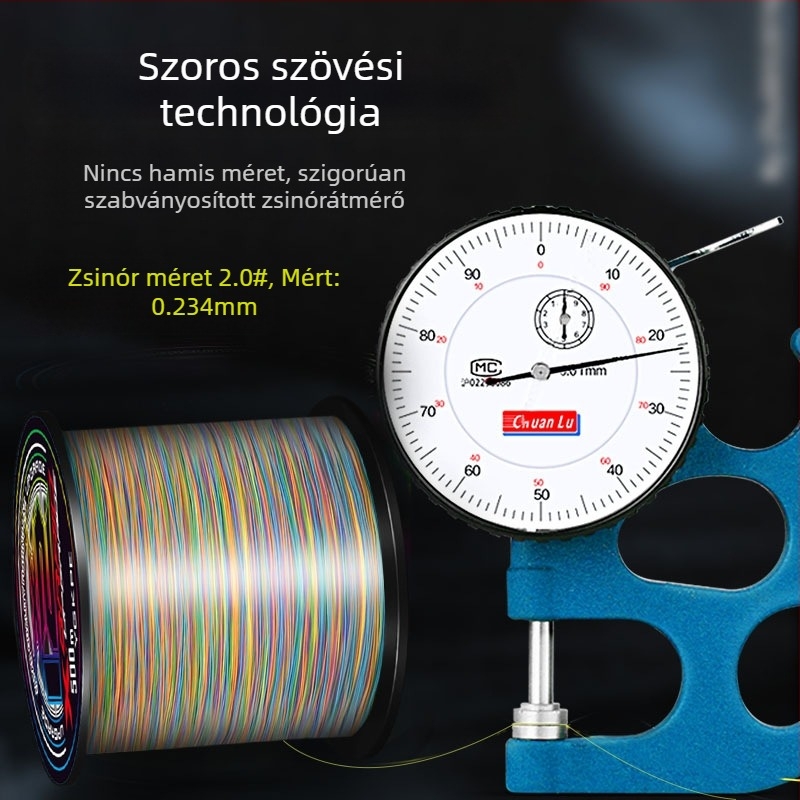12 szálas színes YGKPE zsinór műcsalikhoz, ultra hosszú dobás, nagy húzóerő, harapás- és kopásálló
