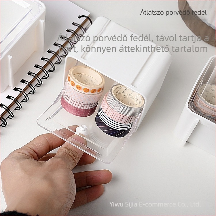 Japán MUJI-stílusú mini rakható asztali tároló doboz ragasztószalag és irodai kellékek számára