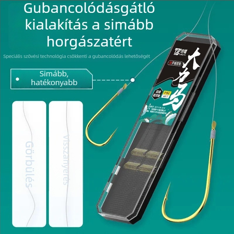 Ultra vékony Dyneema rövid vezető kettős horoggal, 0,03 PE vonal, Iseni aranyszínű hüvely a horgokhoz