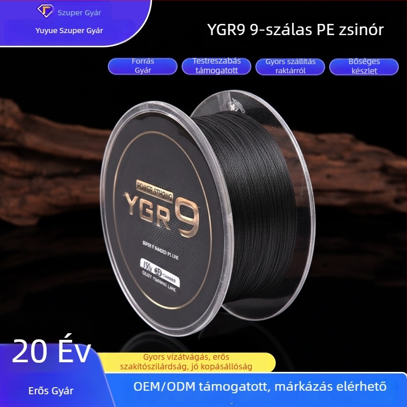 YGR9 pleten PE zsinór tengeri horgászathoz, fő zsinór, 150 m / 300 m, nagy szakítószilárdságú, Dyneema
