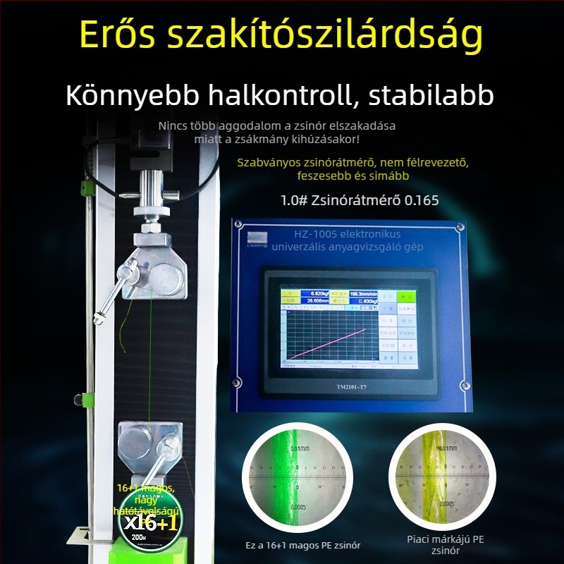 16 szálas, braidált PE főzsinór műcsalis horgászathoz, nagy szakítószilárdság, hosszú dobásokhoz