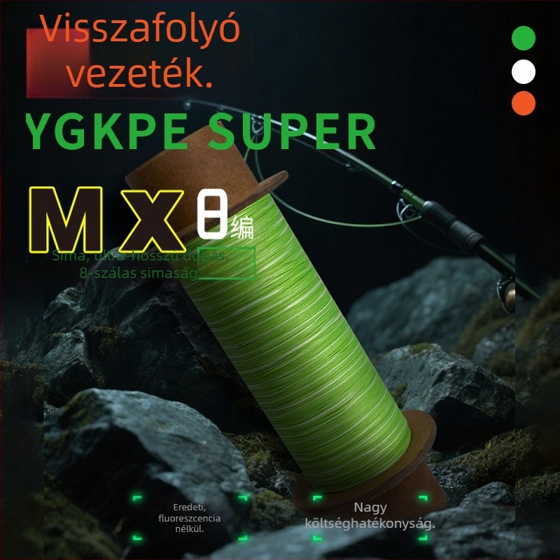 YGKPE SUPER PE horgász zsinór, magas szakítószilárdságú, nem fluoreszkáló, nappali használatra