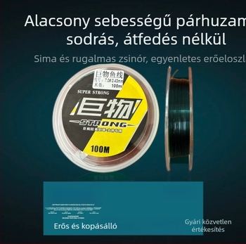 100 m nylon főzsinór, tartós és puha, magas szakítószilárdságú, vadvízi horgászathoz fekete tavaknál, cél: bighead carp, grass carp és black carp