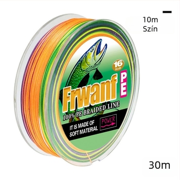 16-szálas, 30 m PE fonott horgász zsinór, kopásálló és harapásálló, tengeri horgászathoz