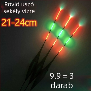 Színváltós fénylő elektronikus úszó, zöld farokkal, kárászra és tilápia számára, folyó menti horgászathoz