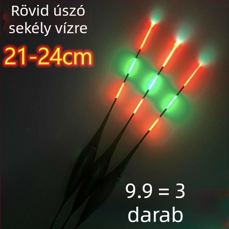 Színváltós fénylő elektronikus úszó, zöld farokkal, kárászra és tilápia számára, folyó menti horgászathoz
