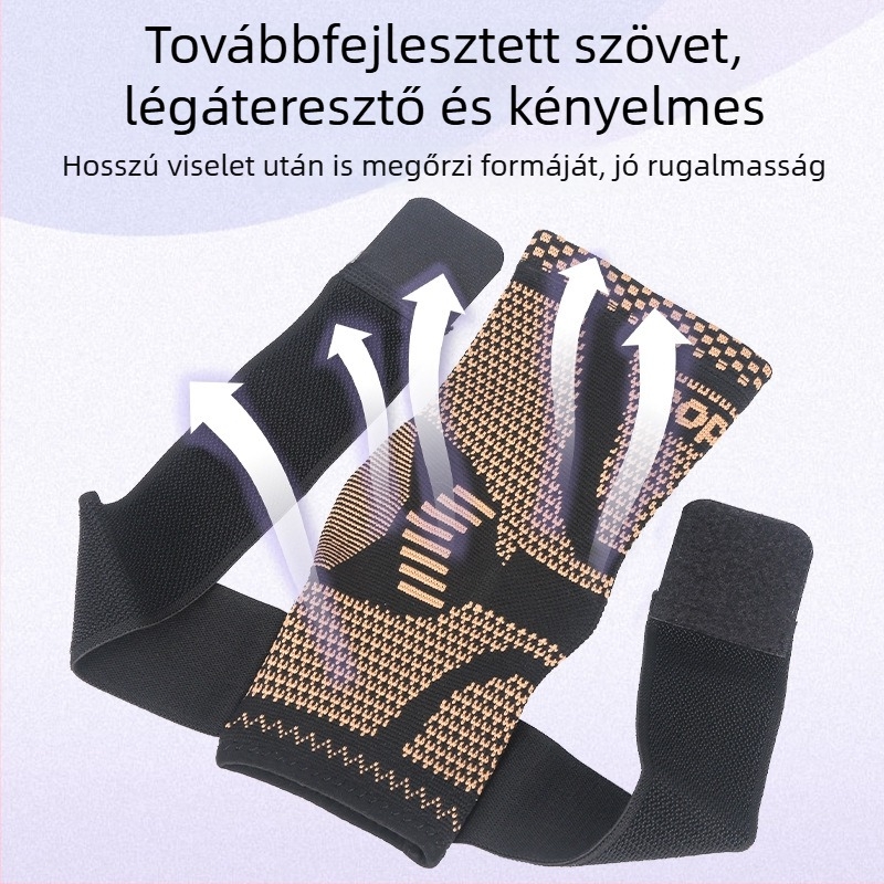 Rézionokkal ellátott bokaszorító kompressziós pánttal futáshoz, kerékpározáshoz és kosárlabdához