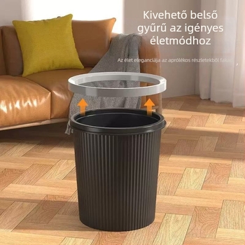 Nagy kapacitású PP hulladékgyűjtő, henger alakú, zárógyűrűvel, hálószoba, nappali, konyha és fürdőszoba számára