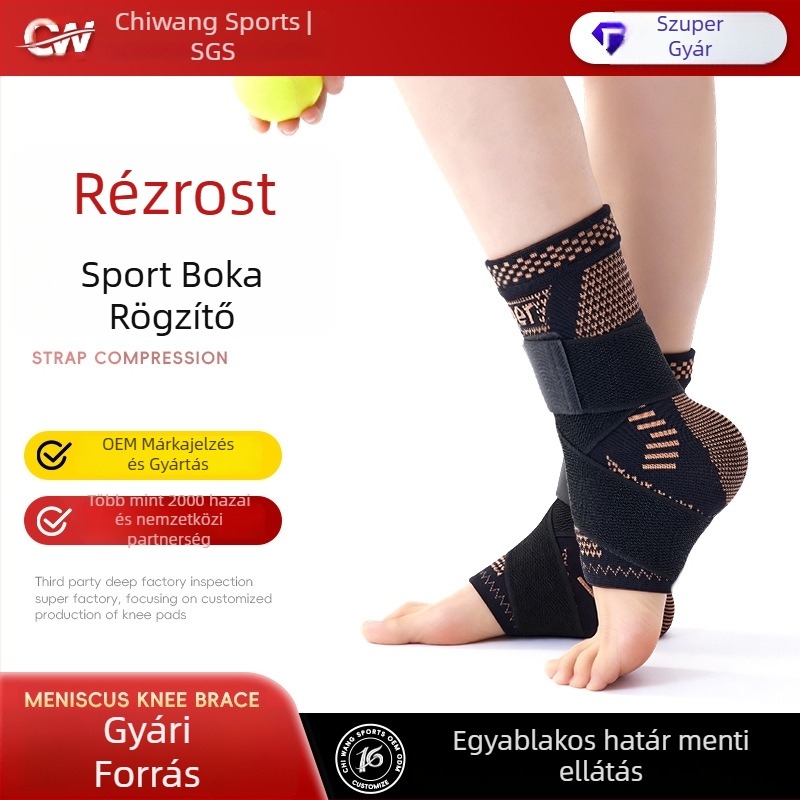 Egyedi rézszálas bokavédő kosárlabdára, futásra és edzésre; rézionos elasztikus lábfejvédő; kötött, lélegző boka