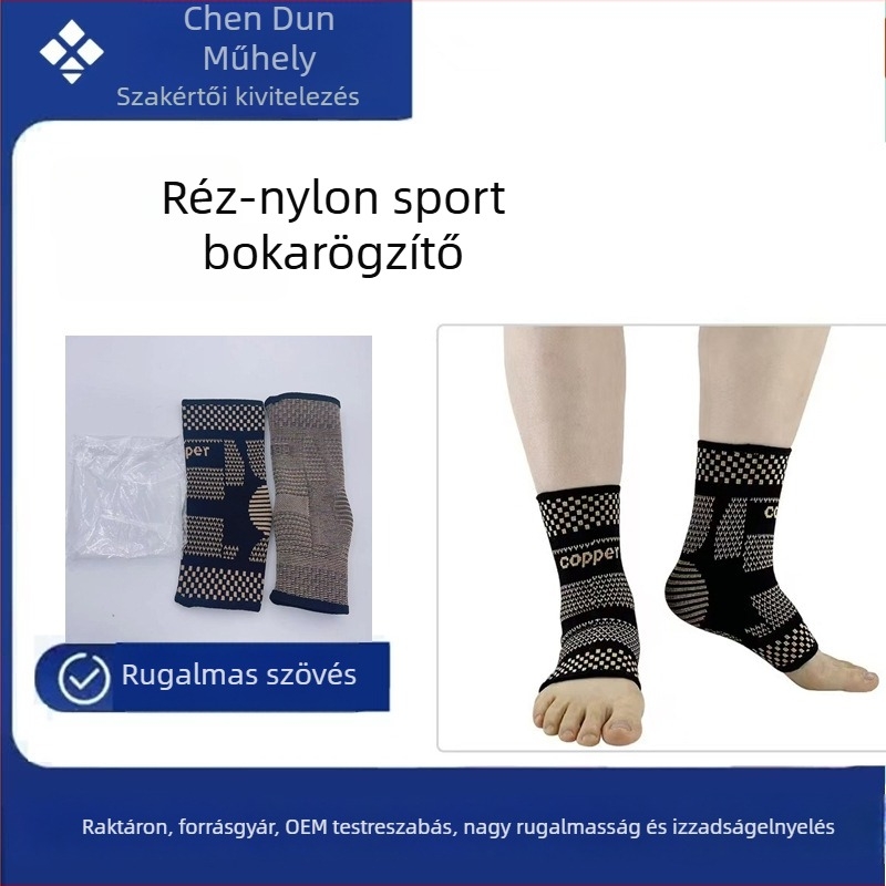 Nylon kötött, lélegző bokaövvédő rézionokkal, kosárlabda, futás és hegymászás – kompressziós boka-támasz