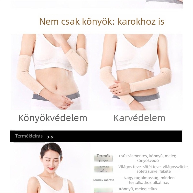 Pamut karmelegítő, hosszított könyök- és alkarvédő, vékony dizájn, uniszex