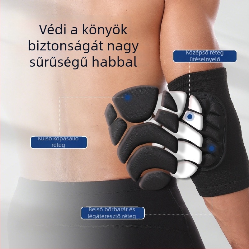 Röplabda könyökvédő, vastagított védőpárna, ütéscsillapító, alkalmas kapusnak, edzésre, táncra és síelésre