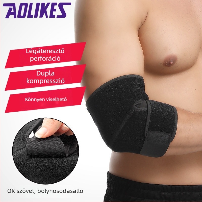 AOLIKES sport könyökvédő, ízületi védelem, állítható, lélegző és könnyű, egy méret a 25–35 cm-es könyökkörfogatra