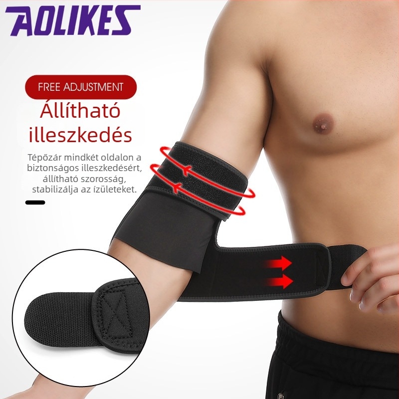 AOLIKES sport könyökvédő, ízületi védelem, állítható, lélegző és könnyű, egy méret a 25–35 cm-es könyökkörfogatra